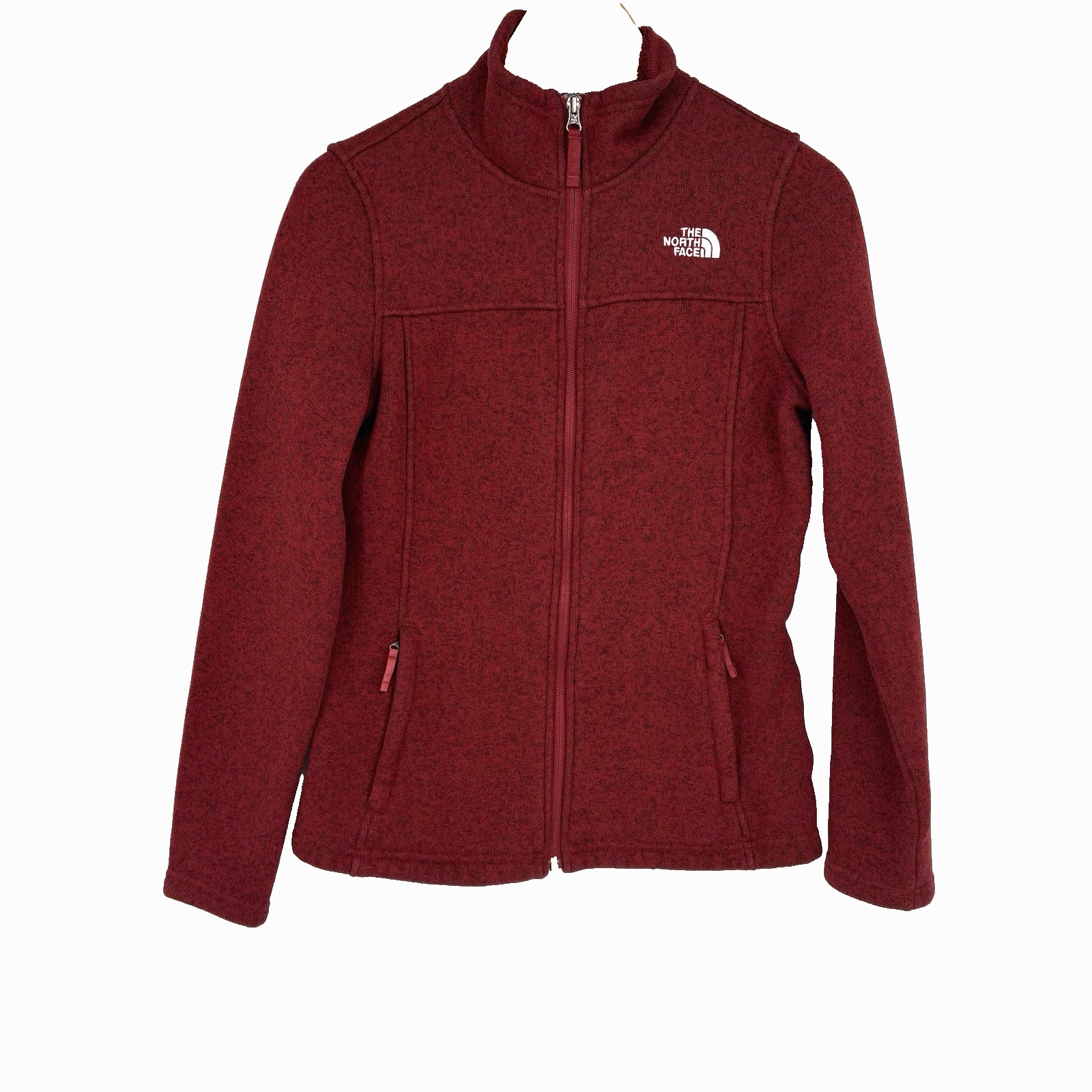 The North Face Womens Maggie Sweater Fleece Jacket Medium Red Full Zip Outdoor